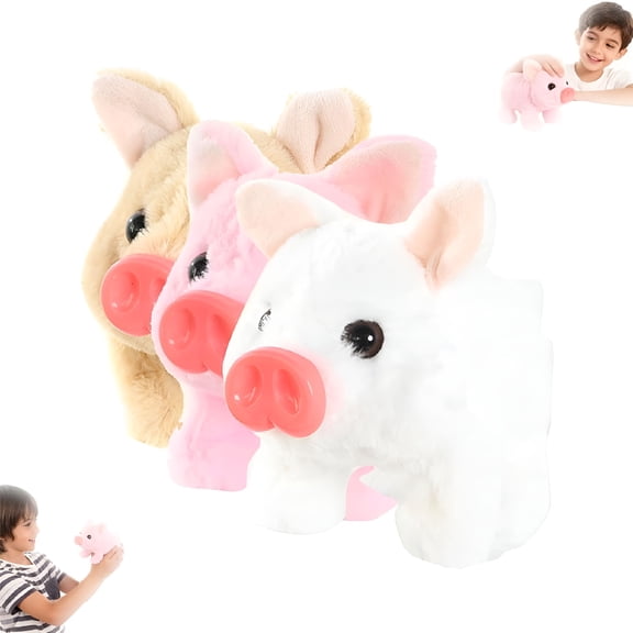 CYFW Electric Pig Plush Realistic Toy, Crawling Piglet Electronic Plush Toy, Lifelike Animated Walking Pig Plush Toy, Pig Oink Twitch Nose Wag