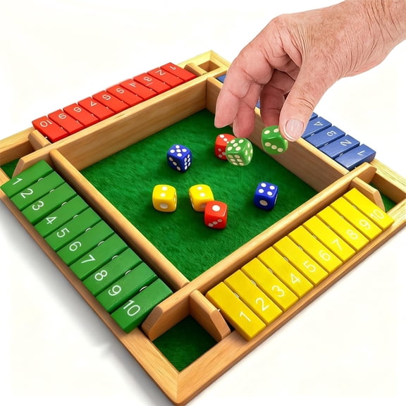 CYFW Engaging Wooden Games for Dementia Seniors-4-Player Shut the Box Board Game for Memory Care&Cognitive Stimulation-Large Number Tiles,Fun Alzheimer'S Activity for Adults&Family