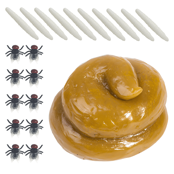 CYFW Fake Poop Prank Set for Adults, Ultra Realistic Fake Poop with Maggots and Flies, 21PCS Reusable Joke Props, Soft Moldable Pranks for Adults, Party Office Gag Gift, Funny Props for Movies