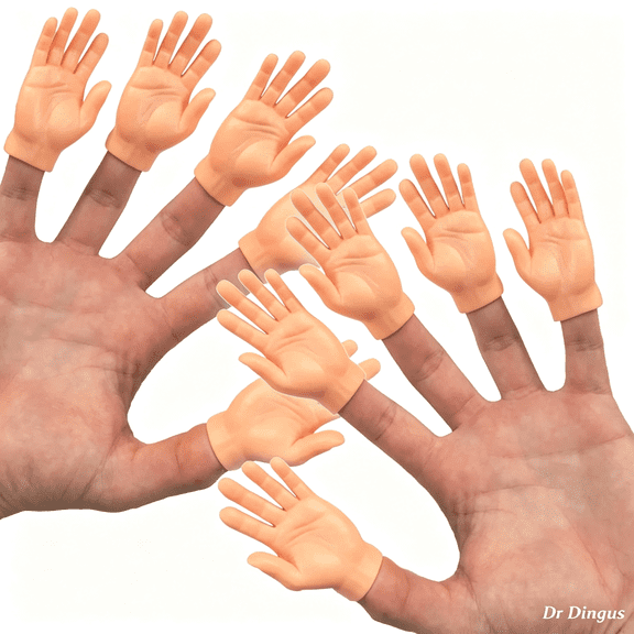 CYFW Finger Hands-10 Pack-Premium Rubber Little Tiny Finger Hands-Fun and Realistic Design-Ideal for Puppet Show,Gag Present,Fun for All Kids!