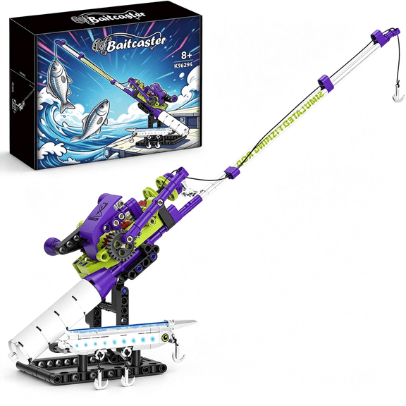 CYFW Fishing Rod Building Set Mechanical Reel Model Kit for 8+ Enthusiasts|Compatible with Features Working Reel Function Building Blocks Collectible Display Toy Gift for Fishing Enthusiasts