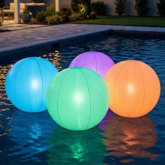 CYFW Floating Pool Light Ball,12" Light Up Beach Ball,4Pcs Waterproof Led Glow Balls with 8 Light Modes,Glow in the Dark Pool&Beach Decorations for Kids and Adults