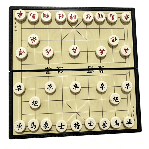 CYFW Foldable Chinese Chess Board with Integrated Storage Portable Wooden Xiangqi Set for Travel Home and Outdoor Games (11.4X11.4Inch) Portable Wooden Xiangqi Set Chinese Chess