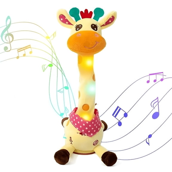 CYFW Funny Dancing Giraffe Stuffed Animal Toys Singing Song Infants Toddlers Toy Repeats What You Say Interactive Deer Push Glowing Musical Toy Birthday Christmas Gift
