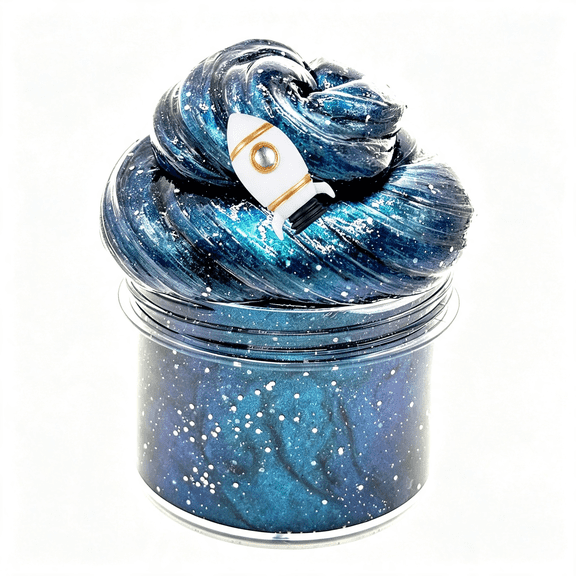 CYFW Galaxy Glitter Galaxy Slime Kit,Dark Blue Galaxy Slime of All Shapes and Textures,Spacecraft Charm Includes Fun Galaxy Slime Party Gifts.