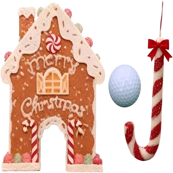CYFW Gingerbread Golf Game Set, Christmas Mini-Golf Course, Portable Golf Toy with Candy Cane Club & Balls, Funny Christmas Party Game for Kids & Adults