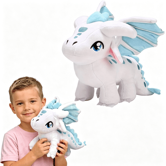 CYFW Glory Dragon Plush Toy,White Flying Dragon Stuffed Animal,Cuddly Pillow Collectible Plush Toys Gifts for Girls and Boys