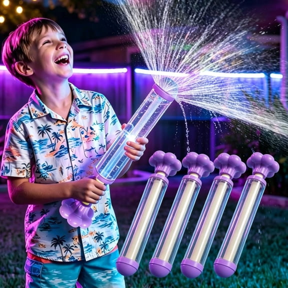 CYFW Glowing Rainbow LED Water Blaster, Fireworks Water Gun, Glowing Rainbow Water Blaster: Summer Fun that Pops Like Magic, Light-Up Splash Blasters for Pool Party, Outdoor Playing Toys (4PCS)