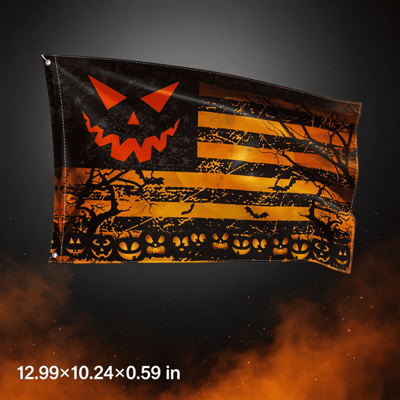 CYFW Halloween Stripes Flag for Outside 3x5 FT Double Sided,Double Sided, Weather & Fade Resistant, Yard Outdoor Decor, Features -O'-Lantern, halloween decorations outdoor