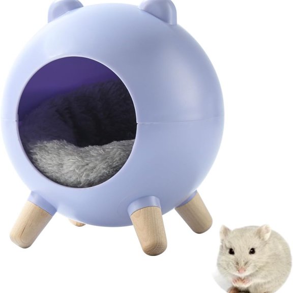 CYFW Hamster Hideout Space Elf Nest,Tiny House Bed with Round Plush Pad for Hamsters,Mice,Gerbils to Sleep&Play Hamster Hideout (Purple)