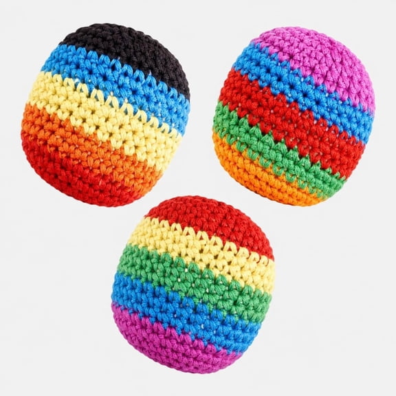 CYFW Hand-Made Knitted Bags,2026 Footbags Knitted,Colorful Crochet Footbag Sacks,Juggling Balls for Adults Beginners,Portable Handwoven Toss Hacky Balls