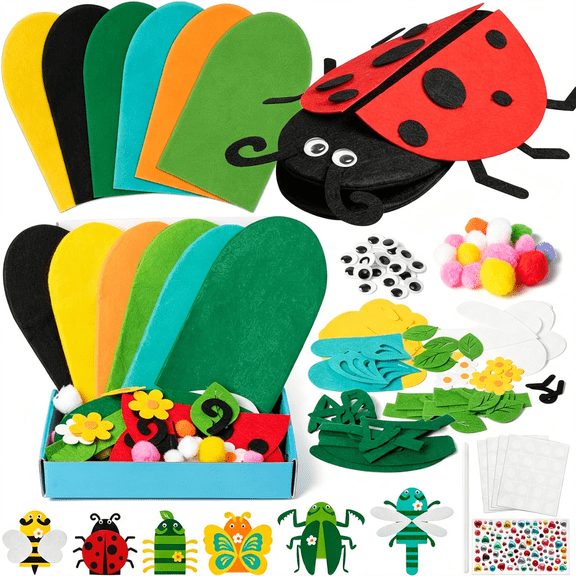 CYFW Hand Puppet Making Kit,Felt Sock Puppet Toys for Kids(Insect),6 Styles,Make Your Own Storytelling&Role Play Crafts,Creative Group Activity,Party Favors&Gifts for Kids Ages 4-8