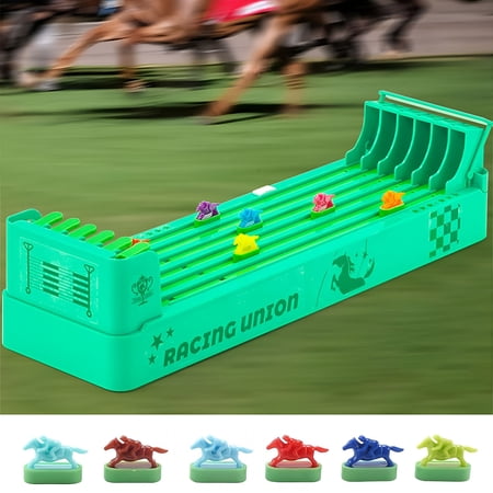 CYFW Horse Racing Table Game | 6 Horse Racing Machines | Chessboard Style Line Game | Family Party Tabletop Racing Board | Realistic Track | Durable Abs Plastic | 13.4X3.9X1.2 in | 1 Set