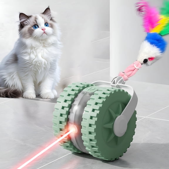CYFW Interactive Cat Toy Ball with Automatic Laser, Smart Obstacle Avoidance, Rechargeable Motorized Bouncy Ball Toy for Indoor Cats, Fun Exercise & Boredom Relief Laser Pointer Cat Toy