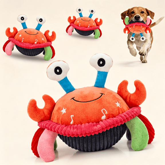 CYFW Interactive Dog Toys with Thicken Plush,Moving Dog Toy with Recording Mode Shaking&Singing Mode Bouncing,Funny Ball Jumping to Keep Them Busy Rechargeable(Crab)