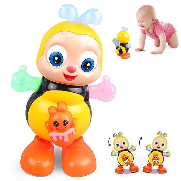 CYFW Interactive Musical Bee Toy - Dancing Crawling Toy with Lights, Moving Eyes Legs, Best Educational Gift for 1 Year Old Baby Boy/Girl (without battery)