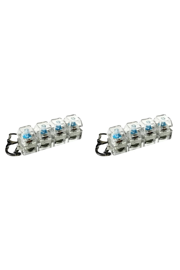 Keyboard Fidget Toy,Transparent Mechanical Switch Keychain,Fidget Keychain Keyboard with LED Lights,Blue LED Illuminated Mini Keyboard Stress Relief Toy with 4 Keys for Library Office Home