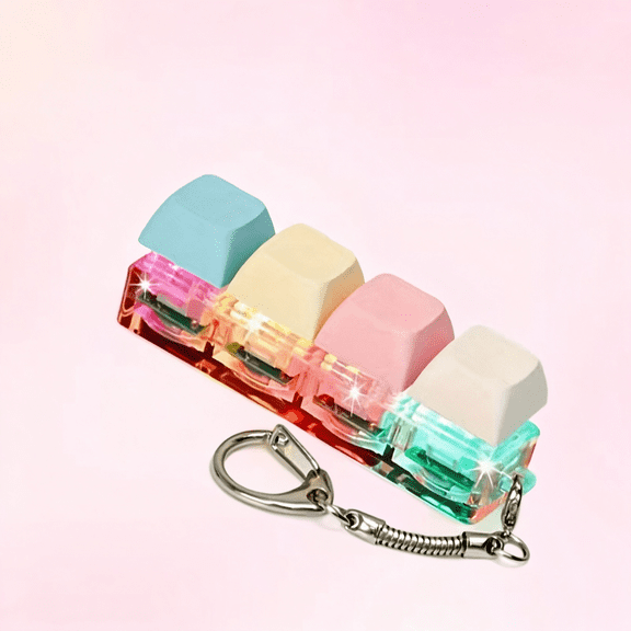 CYFW Keyboard Fidget Toys for Adults Keyboard Clicker with Led Light Keychain Fidget Sensory Fun Toys for Anxiety Decompression, Portable Keyboard Fidget Toy (Macaroon1, 4 in 1)