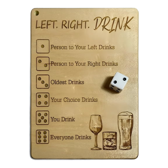 CYFW Left Right Drink Drinking Game - Adult Drinking Game Left Right Center, Drink Drinking Game Board, Funny Dice Tray with Dice Bag, for Birthday Parties