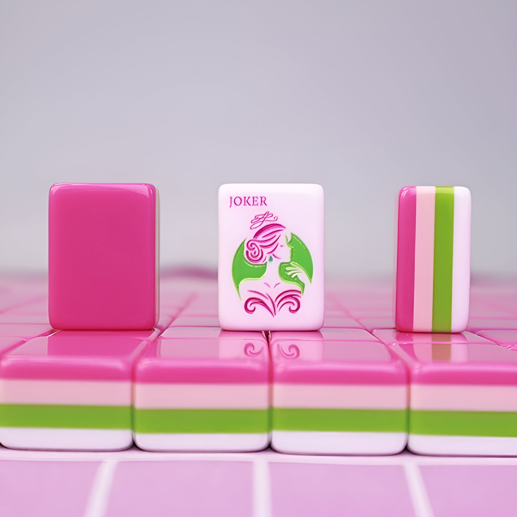 CYFW Luxury Rose Pink Acrylic American Mahjong Set, High-Grade Crystal Mahjong Tiles with Storage Pouch, Portable Hand-Rubbed Mahjong Game for Family Party and Festival Gifting