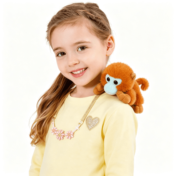 CYFW Magnetic Shoulder Plush Monkey 5 Inch Mini Stuffed Animal Toy with Soft Golden Fur Shoulderkins Magnet Plush Pet for Kids,Teens Cute Baby Monkey Monkey Stuffed Animal