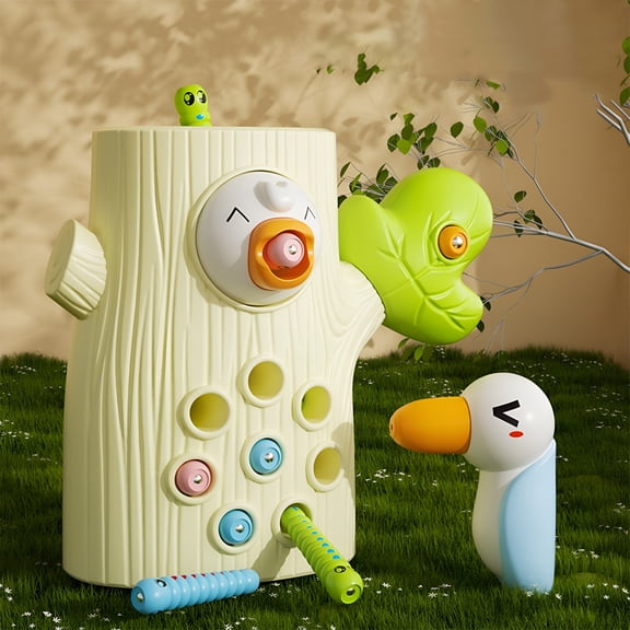 CYFW Magnetic Woodpecker Feeding Game Fine Motor Skill Toy Strong Magnet Birds Worm Catching Puzzle Educational Activity Set