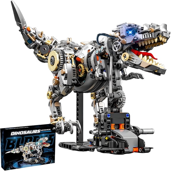 CYFW Mechanical Tyrannosaurus Building Blocks Set with Led Light&Display Stand,1268 Pcs T-Rex Dinosaur Model Kit,Home Decor&Collectible Gift for Adults,Teens.