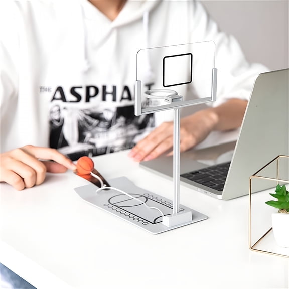 CYFW Mini Basketball Hoop Set - Foldable Desktop Basketball Game with Spring Rebound,Aluminum Alloy Construction,Plastic Backboard& Attached Basketball - Fun Office Desk Toy for Adults& Klds