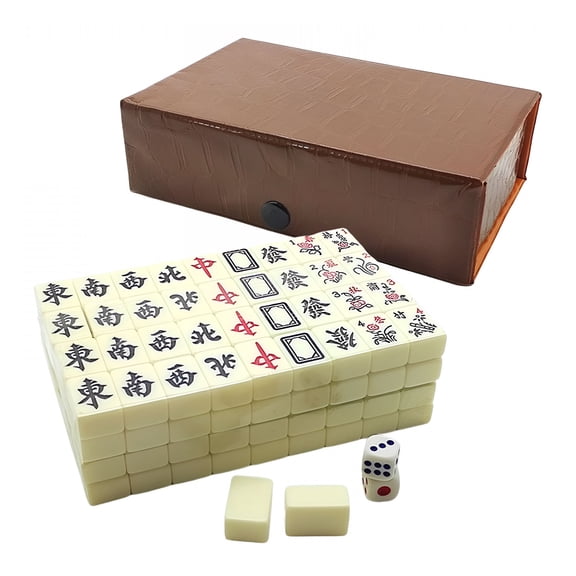 CYFW Mini Portable Mahjong Set Exquisite Snake Box Pocket Travel Game 144 Tiles With Dice For Tourism Entertainment Traditional Chinese Game Party Fun