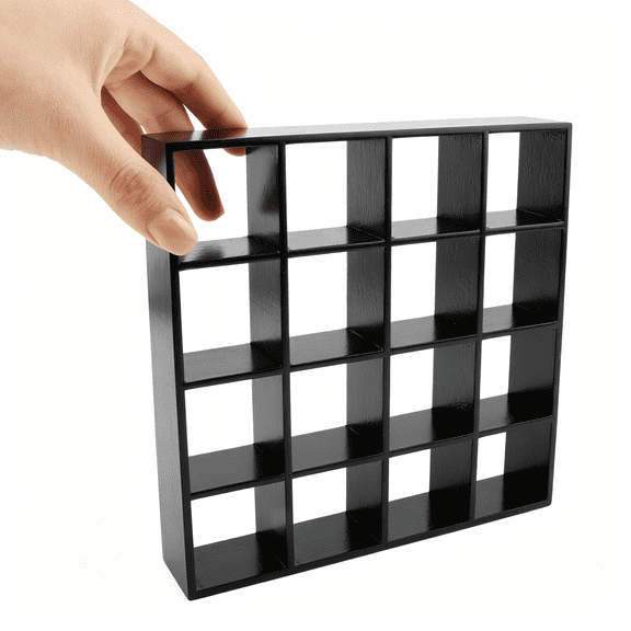 CYFW Miniature Furniture Storage Rack 1/12 Dollhouse Furniture 16 Grid Shelf Bookshelf Display Shelf Wall Rack Stand Mini House Scene Decoration (Black)
