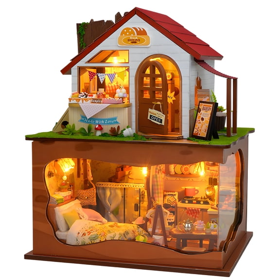 CYFW Miniature House Kit,Durable Buckles & Resistant to Deformation Diy Miniature House Kit,With Lighting Effects Wood Building Kits 3D Wooden Puzzle