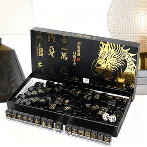CYFW Miniature Mahjong Travel Set, Portable Full Tiles, 144 Piece Game with 2 Dices and 4 Racks, Mahjong Game Kit, Tabletop Accessory with Compact Storage for Adult Home Travel Party Holiday