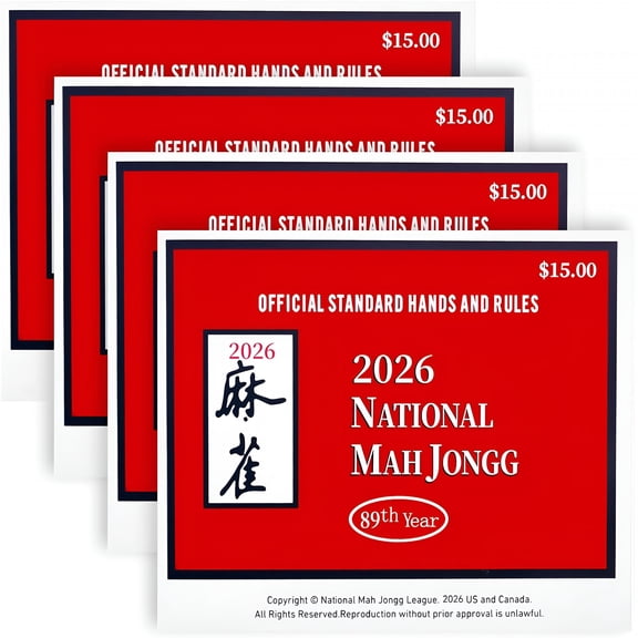 CYFW Official Mahjong Rules and Hands Cards, 4 Pcs Large Size Reference