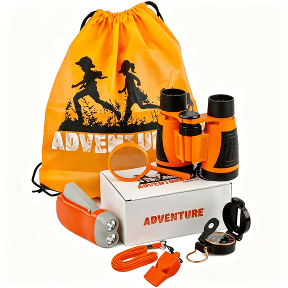 CYFW Orange Outdoor Exploration Kit for Children Durable Binoculars for Kids