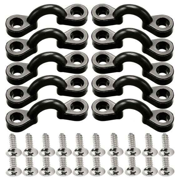CYFW Pad Eye Kit,10Pcs Nylon Bungee Deck Loops Tie Down Pad Eye with 20 Screws for Boat Deck Rigging Kit