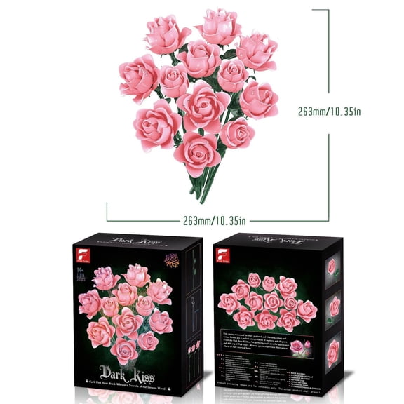 CYFW Pink Roses Bouquet Building Set Compatible with Lego ,12 Pack Artificial Flower Botanical Collection ,Perfect Mother'S Day Gift for Mom