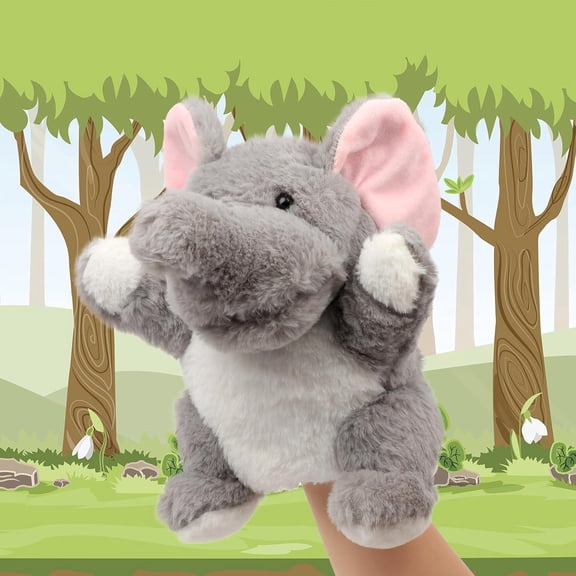 CYFW Plush Elephant Hand Puppet Stuffed Animal Toy Open Movable Mouth Creative Role Play Storytelling Plushies Gifts for Kids Toddlers Birthday Christmas, Interactive Hand Puppet