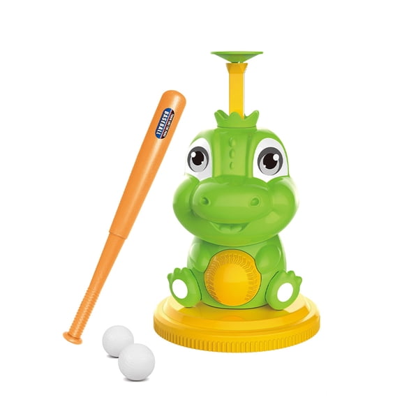 CYFW Pop-Up T-Ball Set,Green Dinosaur Tee with Bat and 3 Balls,Indoor Outdoor Baseball Training Toy for Kids Ages 3-8