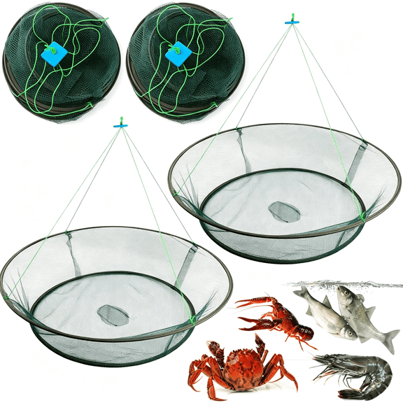 CYFW Portable Crab Net & Basket - Foldable Fishing Trap for Minnows, Crawfish, Shrimp crab traps for blue crabs