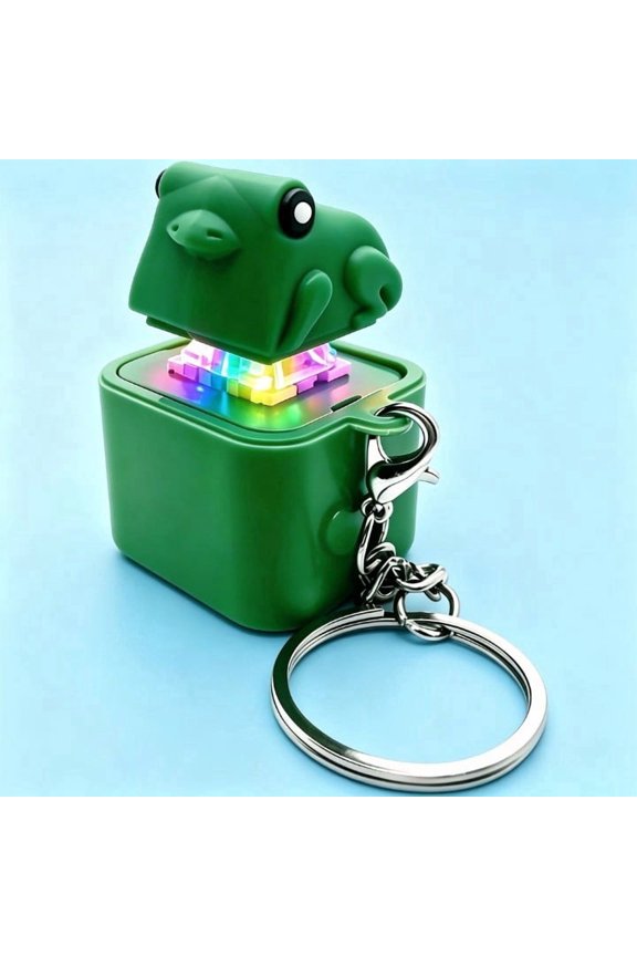 Portable Frog Croaking Keychain  Frog Fidget Toy with Sound&Led Lights,Rechargeable Noise Maker Frog Keychain for Stress Relief,Perfect for Keys,Backpack,Bag