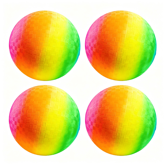 CYFW Rainbow Playground Balls-8.5" (Pack of 4) Rubber Bouncy Colorful Inflatable Balls for Kids and Adultsindoor&Outdoor Gameskickballdodgeballfour Squaredodgerecesshandball
