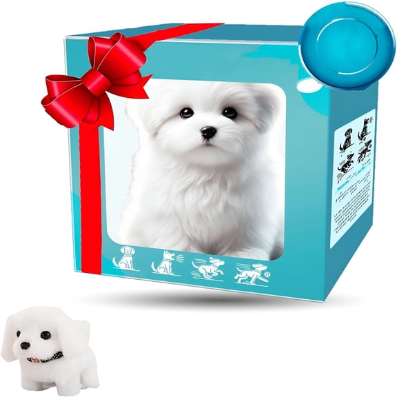 CYFW My Realistic Robot Puppy  Interactive Walking & Barking Robotic Dog, Lifelike Plush Puppy Toy with Tail Wagging & Ear Twitching, for Kids (White)