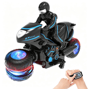 CYFW Remote Control Motorcycle Toys New Rgb Wheels Lights,Rc Motorbike with 2-In-1 Remote,Gesture Sensing Stunts Dirt Bike,360  Rotating High Speed Motocross Car for Boys Girls Gift