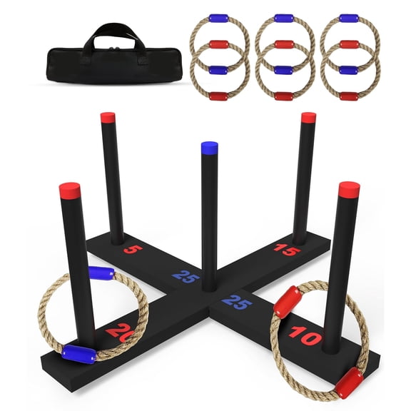 CYFW Ring Toss Games,Outdoor Yard Games with Rope Rings,Easy Setup Games,Outdoor Acitivities for Adults,Portable Wooden Lawn Game for Family Fun, Backyard, Beach, Camping Picnic Activities