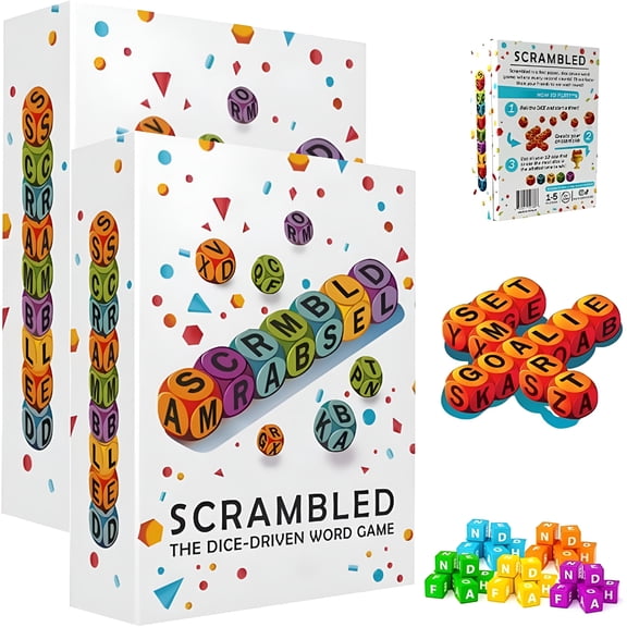 CYFW Scrambled Dice Word Game, Scrambled Dice Game, Crossword Dice Games, Travel-Friendly Board Games Set, Family Game Nights for 1-5 Players Brain Exercise Party Game