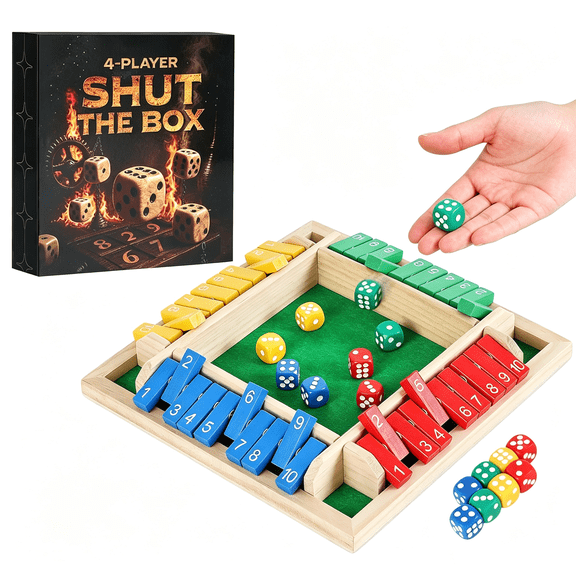 CYFW Shut the Box Game - Math Dice Board Game for Family Night Classroom Travel, Wooden Table for 2-4 Players, Improves Mathematical Skills, for Classroom, Home Bar Party & Travel