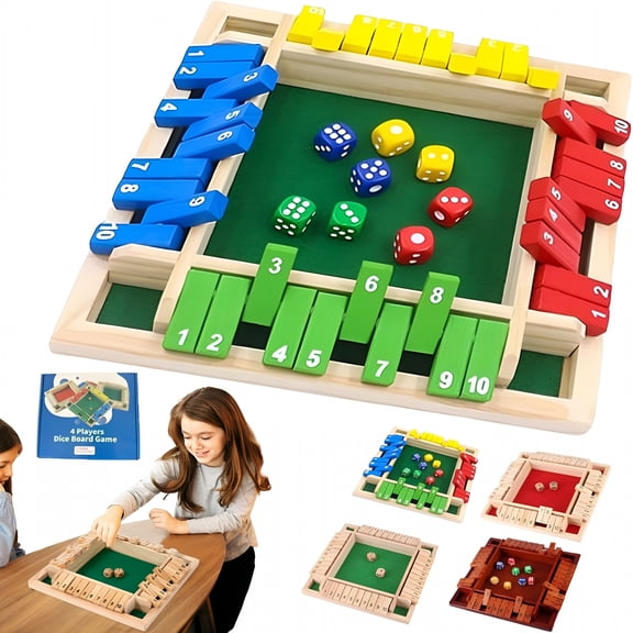 CYFW Shut The Box Game, Shut The Box-Wooden Dice Board Game, Upgraded Wooden Dice Games for 2-4 Players, Improves Mathematical Skills, for Classroom, Home, Party or Bar (Colorful)