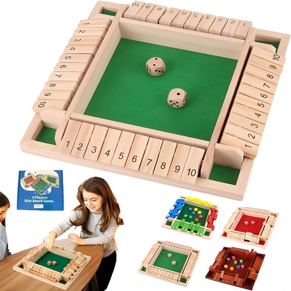 CYFW Shut The Box Game, Shut The Box-Wooden Dice Board Game, Upgraded Wooden Dice Games for 2-4 Players, Improves Mathematical Skills, for Classroom, Home, Party or Bar (Green)