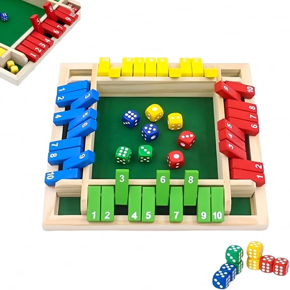 CYFW Shut The Box-Wooden Dice Board Game, Funny Family Shut The Box Game 2-4 Player, Board Games Gift for Family and Friends, Educational Table Math Games for Holiday, Party and Classroom
