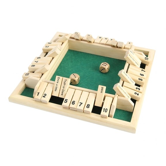 CYFW Shut-The-Box Game 4 Sided Wooden Board Table Math Game Family Fun Unique for Home Shut the Box Board Game